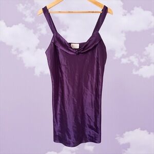 Y2K VTG Purple Satin Slip Dress Lingerie Large Fairy Grunge Whimsigoth‎ Silky